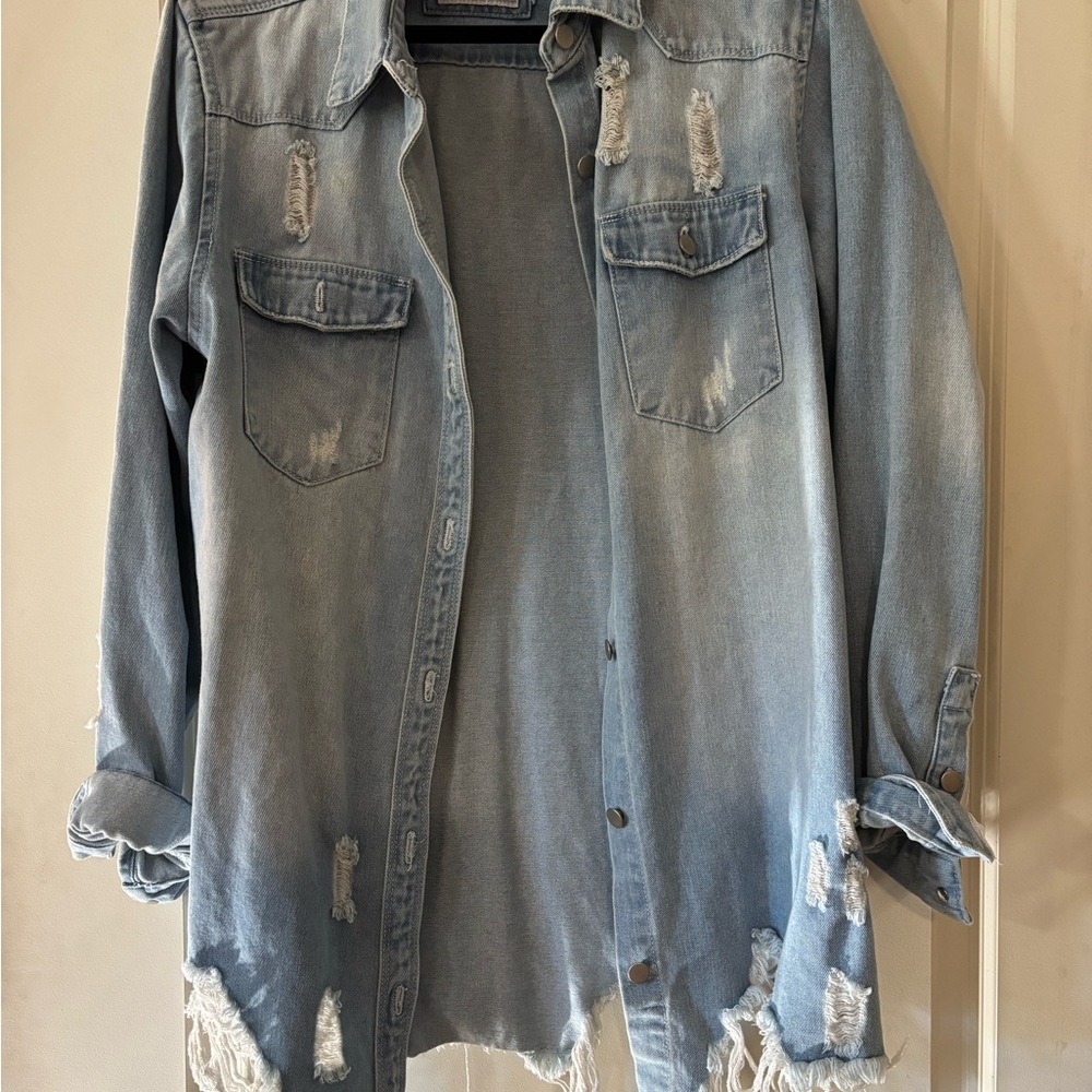 Distressed Light Blue Denim Jacket
